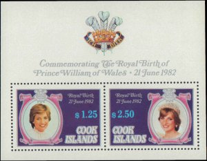 Cook Islands #681-682c, Complete Set(3), 1982, Royalty, Never Hinged