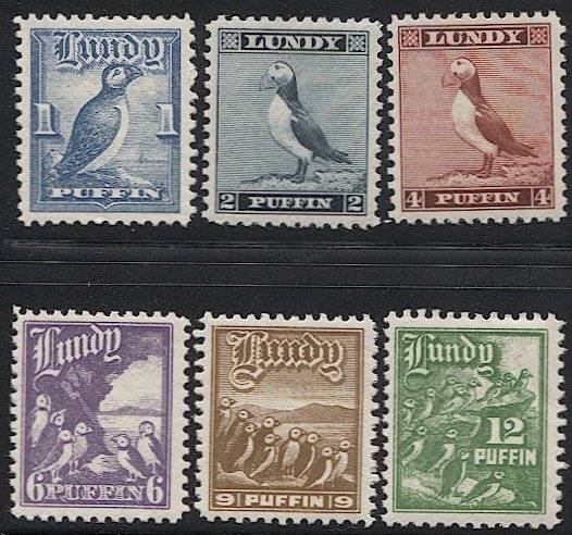 M2198 - Lundy Island Puffin Stamps, 6 stamps - Mystic Stamp Company