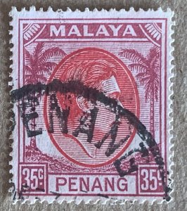 Malaya Penang 1952 35c KGVI, used. Scott 17, CV $1.50. SG 17