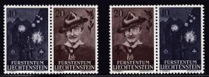 Liechtenstein 1957  Scouts Bayden- Powell Pair Both Positions  VF/NH