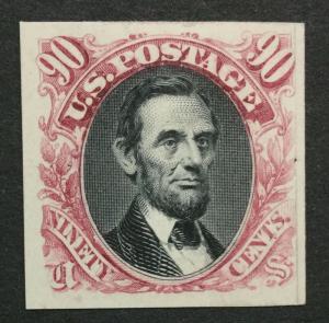 MOMEN: US #122P4 PLATE PROOF ON CARD #25853
