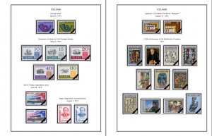 ICELAND STAMP ALBUM PAGES 1873-2011 (159 color illustrated pages)