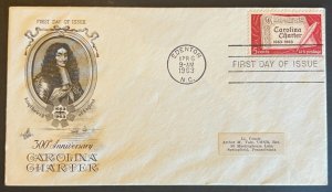 CAROLINA CHARTER #1230 APR 6 1963 EDENTON NC FIRST DAY COVER BX6