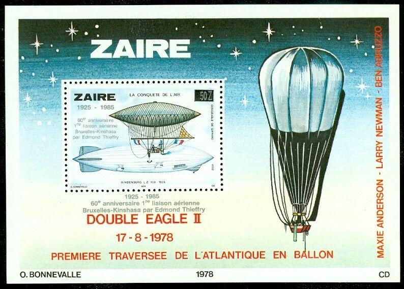 EDW1949SELL : ZAIRE 1985 Scott #1181 Zeppelin. Scarce S/S. VF MNH. Catalog $70.