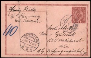 Austria Empire 1917 Rohrpost Pneumatic Mail Postal Card G67154