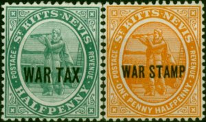 St Kitts & Nevis 1916-18 War Stamp Set of 2 SG22-23 Fine LMM