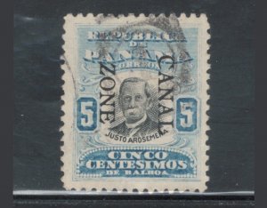 Canal Zone 1906 Justo Arosemena Overprint 5c Scott # 24 Used