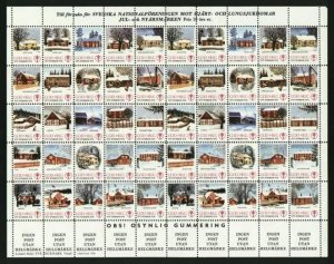 Sweden. 1975/76 Full Sheet. Christmas Seal, Folded  Mnh. Farms In Sweden