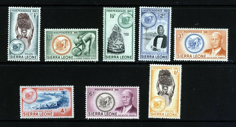 SIERRA LEONE 1961 Independence Part Set to 1s. SG 223 to SG 230 MINT