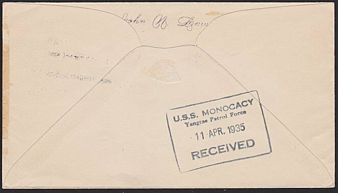 USA CHINA 1935 cover USS Parrott - Yangtse Patrol Forces....................6399