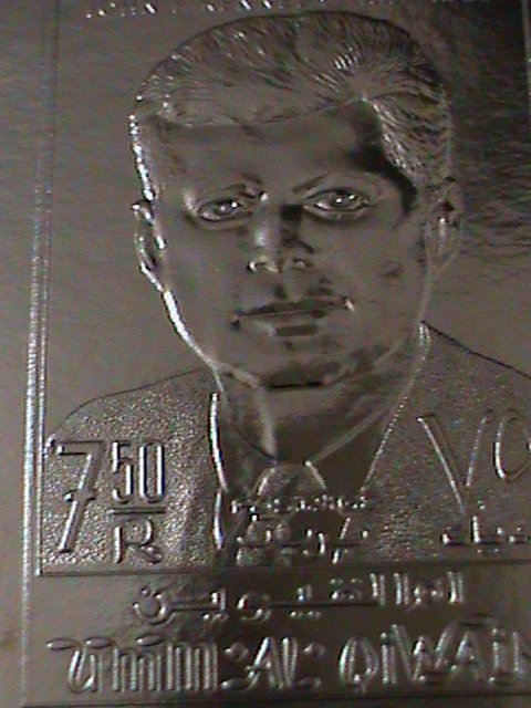 ​UMM AL QIWIAN-1963- IMMEMORY OF JOHN F. KENNEDY GOLD -MINT IMPERF VERY FINE