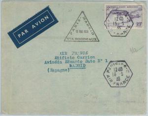 74170 - FRANCE - Postal History - FIRST FLIGHT:  Paris / Madrid --  Muller  # 87