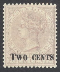 Ceylon Sc# 151D MH 1888-1890 2c on 4c Surcharge