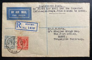 1932 Kisumu Kenya First Flight Airmail Cover FFC To Moshi Tanganyika