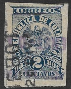 COLOMBIA 1904 2c ARMS Issue Sc 306 with PAQUEBOT Cancel VFU