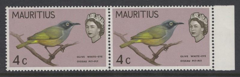 MAURITIUS SG319v5 1965 4c DEFINITIVE SHOWING BROKEN RIGHT HAND CLAW MNH