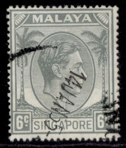 SINGAPORE GVI SG21, 6c grey, FINE USED.