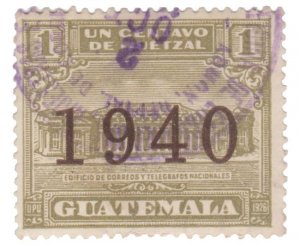GUATEMALA 1940 SCOTT # RA14. TAX STAMP.  USED. ITEM 2