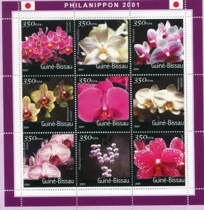 Guinea-Bissau 2001 ORCHIDS Japan Exhibition Sheet Perforated Mint (NH)