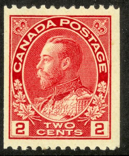 CANADA 1915-24 KGV 2c P.12 Horizontally COIL Portrait Issue Sc 132 MH