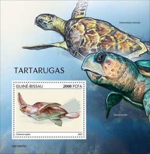 Guinea-Bissau - 2021 Green Sea Turtles - Stamp Souvenir Sheet - GB210607b3