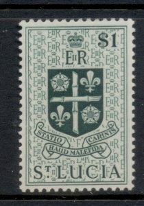 St Lucia 1953-54 QEII Arms $1 MLH