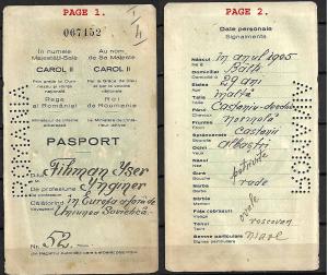 JUDAICA ROMANIA PASSPORT FOR JEWISH IMMIGRANT TO PALESTINE, SEPARATE PAGES, 1934