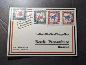 Latvia LZ 127 Graf Zeppelin Airmail Postcard Cover to Recife Brazil