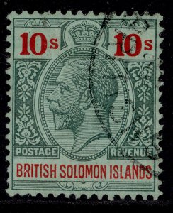 BRITISH SOLOMON ISLANDS GV SG52, 10s green & red/emerald, FINE USED. Cat £120.