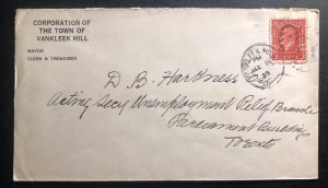 1935 Vankleek Hill Canada City Clerk & Treasure Official cover To Toronto