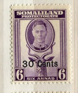 SOMALILAND PROTEC; 1951 early GVI surcharged issue Mint hinged 30c. value