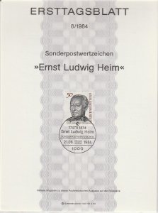 1984 Germany (Berlin) - FD Card (ETB) Sc 9N496 - Ernst Ludwig Helm, Botanist