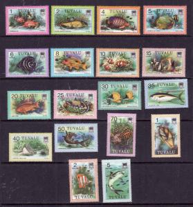 Tuvalu-Sc#96-113 ex 108a-unused very light hinge set as initially issued-Fish-ma