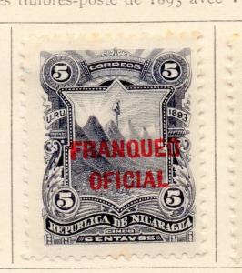 Nicaragua 1893 Early Issue Fine Mint Hinged Optd Franqueo Official 5c. 155279