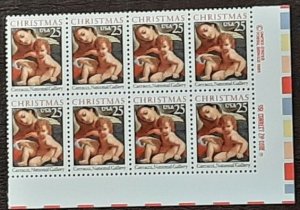 US Scott # 2427; 25c Christmas block of 8 from 1989; MNH, og; VF/XF centering