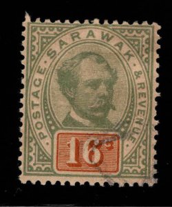 Sarawak  Scott 17 Used lightly canceled 1897 scarce Brooke stamp.