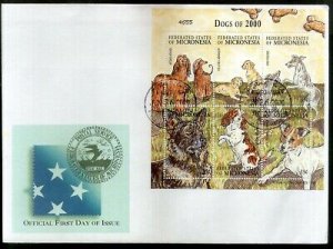 Micronesia 2000 Breeds of Dogs Pet Animals Fauna Sc 408 M/s on FDC # 9391