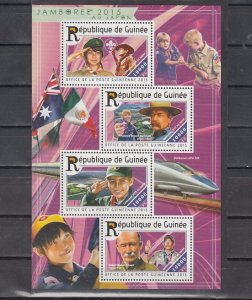 Guinea, 2015 issue. Japan`s Scout Jamboree sheet of 4.