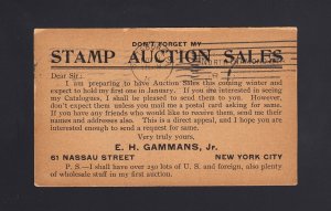 UX15 1911 STAMP AUCTION SALES - E.H. GAMMANS, Jr, 61 NASSAU St, NY