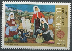 Turkey Sc#2005 MNH, 250k bis & multi, Europa (C.E.P.T.) 1975 - Paintings (1975)