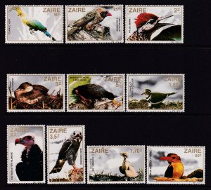 Zaire 1091-1100 Birds MNH VF