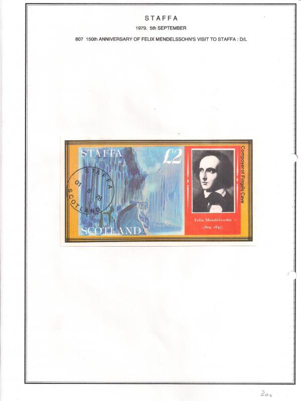 SCOTLAND - STAFFA - 1979 - Mendelssohn Visit to Staffa - De Luxe Sheet - M L H