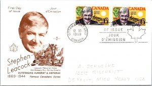 Canada 1969 FDC - Stephen Leacock - Ottawa, Ont - Pair - F76546