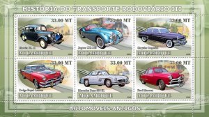 MOZAMBIQUE 2009 SHEET HISTORY OF ROAD TRANSPORT CLASSIC CARS COCHES #3 moz9115a
