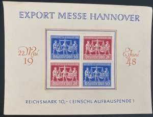 1948 Germany Souvenir Sheet Cover Export Fair Hannover