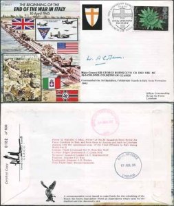 JS45/7c 50th Ann War II End of War in ITALY Signed by Maj Gen Sir G Burns (C)