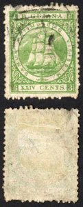 British Guiana 1862-5 24c green thin paper SG56 used cat 65 pounds