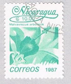 Nicaragua Flower teal 10 - pickastamp (AP109019)