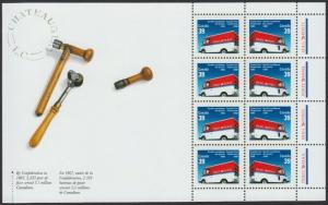 MAIL DELIVERY TRUCK = CAR = Miniature sheet/Pane of 8 MNH Canada 1990 #1273a