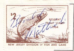 US - New Jersey 1964 Resident Trout Stamp on License